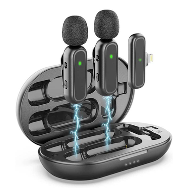 K61 Mobile phone wireless lavalier microphone with charging compartment radio live business entertainment leisure wireless mini microphone_voghion.com
