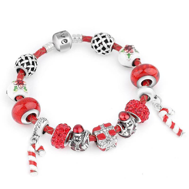 Christmas Beaded Bracelets Fashionable Christmas Jewelry For Women, Alloy Beaded Rhinestone Bracelets, Perfect Gifts For Women_voghion.com