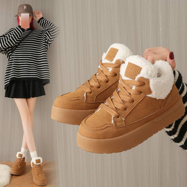 Women's Shoes Plush High Top Casual Shoes Women's Winter New Version Warm Sports Shoes Student Ins Cotton Shoes G6661_voghion.com
