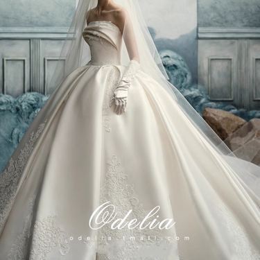 Women's Clothing New Bride Long Trailing Satin Main Veil_voghion.com