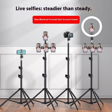 Professional Adjustable Phone Tripod Stand, 1.7M/2.1M Heavy-Duty Alloy Live Streaming Kit With Remote, Ring Light & Multi-Device Mounts_voghion.com