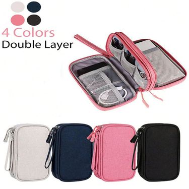 Cross-border Oxford Cloth Double-layer Sundries Storage Earphones Dust-proof Data Cable Storage Bag_voghion.com
