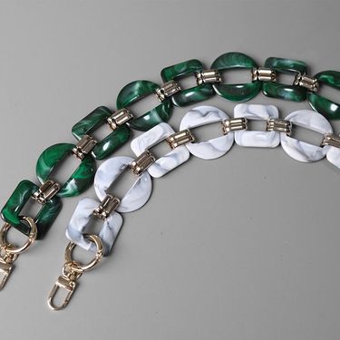 Vintage Colorful Acrylic Resin Color-Block Handmade Detachable Green White Women's Bag Decoration Chain_voghion.com