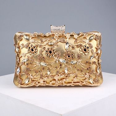 Popular dia-encrusted dinner European and American women's retro banquet bag, hand-held versatile dress evening bag_voghion.com