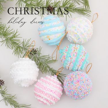 Hot-Selling Foam Macaron Color Series Tree Creative Hanging Decoration 8cm Christmas Ball Wholesale_voghion.com