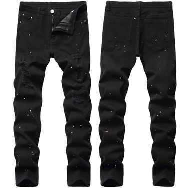 Men's Clothing Jeans Trendy Paint Slim Men's Pants Elastic Slim Men's Pants_voghion.com