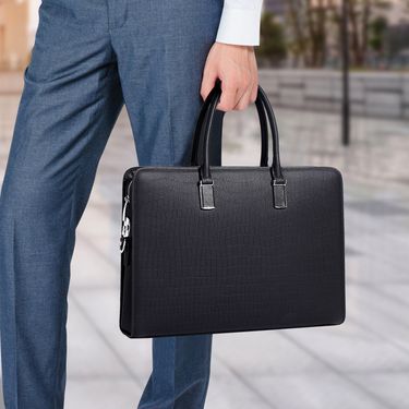 Men's Bags Briefcases Men's Briefcase Top Layer Cowhide Crocodile Pattern Waterproof Genuine Leather Computer Bag Large Capacity Handbag Men's_voghion.com