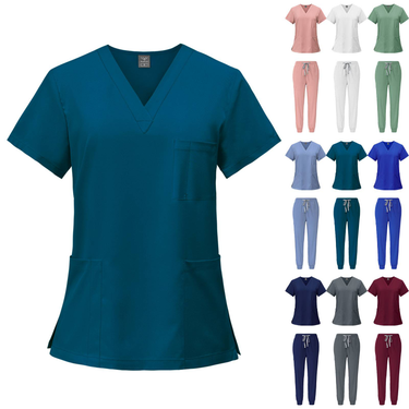 Short Sleeved Spa Uniform Women Hospital Nursing Uniform Multicolor Stretch Fabric Pet Clinic Vet Work Clothes Nurse Accessories_voghion.com