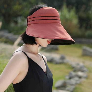 Viney Sunscreen Hat For Women, UV Protection 2025 New Summer Black Rubber Face Covering And Sunshade Ceiling Cap, Fisherman's Hat_voghion.com