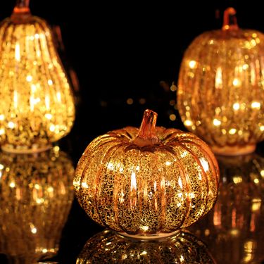 Halloween LED Glass Pumpkin Lantern Decoration Pumpkin Ornaments_voghion.com