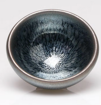 China Handmade Oil Spot Glaze Tenmoku Flowers Silvery Tea Bowl Cup Jianzhan_voghion.com