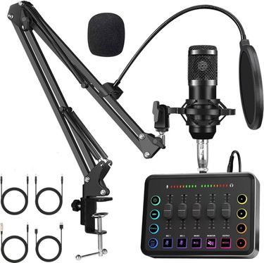 New BM800 Condenser Microphone F9 Sound Card Cross-Border Streamer Computer Recording Stand Complete Streaming Kit_voghion.com