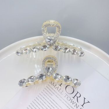 Light luxury simple crystal love big grab clip elegant and versatile back head plate hairpin exquisite fashion grab chain hairpin woman_voghion.com