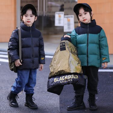 2023 new black gold down jacket for children's clothing, boys girls' winter warmth, thickened medium and_voghion.com