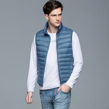 Autumn Winter Ultra-light White Duck Down Vest Men Outdoor Short Slim Fit Windbreakers Warm Waistcoat Lightweight Mens Vests_voghion.com
