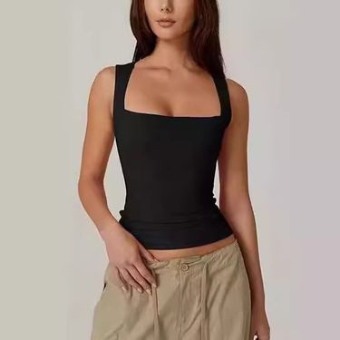 Women's Clothing Camisole Vest Hot Girl Fashion Camisole Style Autumn Square Collar Top Milk Silk_voghion.com