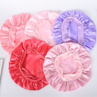Cross-Border European And American Elastic Wide-Brim Headscarf Sleep 30cm Large Hair Satin Beauty Care Cap_voghion.com