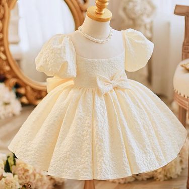 Girls' First Birthday Party Dress Baby Girl Summer Children's First Birthday Party Flower Girl Wedding Princess Dress Fluffy Yarn High End Stylish_voghion.com
