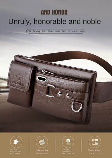 Europe and the United States trend fashion bag sports fanny pack multifunctional cell phone bag pu boys crossbody bag riding waist bag _voghion.com