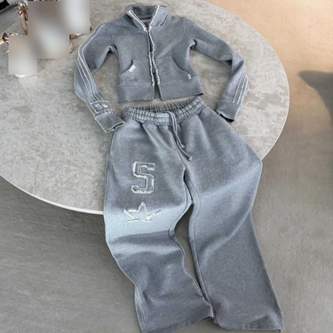 Women's Clothing Y2k Hip Hop Short Cardigan Hoodie Sweatshirt Street INS Hot Girl Loose Long Sweatpants Suit_voghion.com