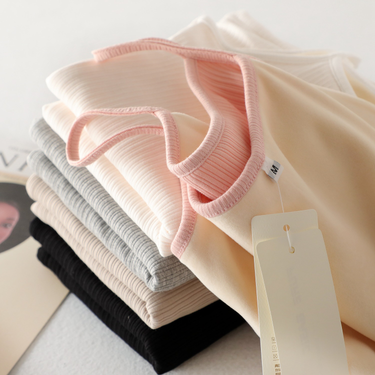 Women's double layer bottoming top cotton pit strip thermal vest Winter thickened velvet thermal camisole _voghion.com