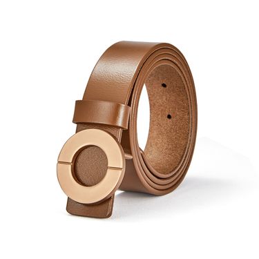 Women's smooth buckle, genuine leather perforated belt, jeans, women's whole cowhide cut dress, versatile belt_voghion.com