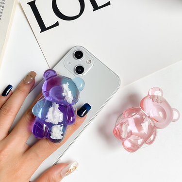 Mobile Phone Airbag Holder Cloud Teddy Bear Pink Girl Heart Minimalist Adhesive Desktop Lazy Air Cushion Support Back_voghion.com