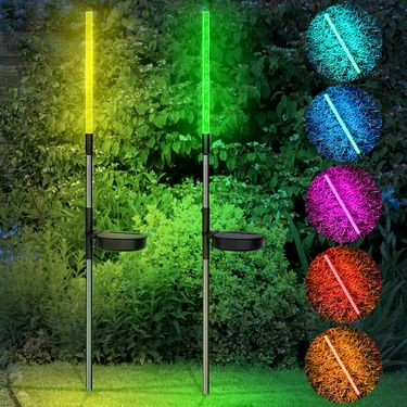 2 Pack Solar Bubble Stake Light Outdoor - 7 Auto Color Changing And Waterproof, Color Changing Solar Pathway Lights For Garden, Walkway, Yard Decors_voghion.com