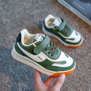 Spring New Leather Upper Sneakers Middle Large Children's Casual Boys and Girls Soft Sole Students Tennis Shoes_voghion.com