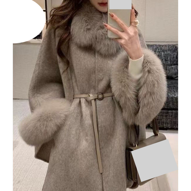 Women's Clothing Woolen Cape Coat For Women Fur Collar Spring New Style Shawl Double Sided Woolen Coat_voghion.com