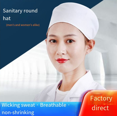 Nurse Hat Sanitary Round Hat Doctor Cylinder Hat Dust Free Workshop Food Factory Experimental Hat Textile Factory Female Worker Hat White_voghion.com