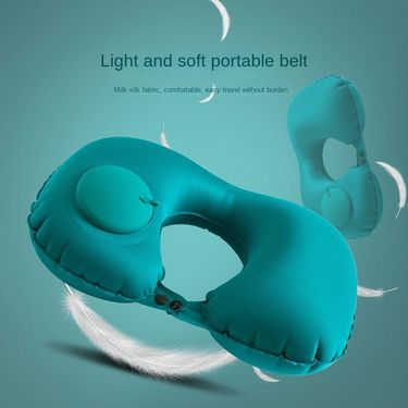 Iatable U-Shaped Press-and-Release Technology for - Portable Plush Travel Pillow with Foldable Design and Neck Support_voghion.com