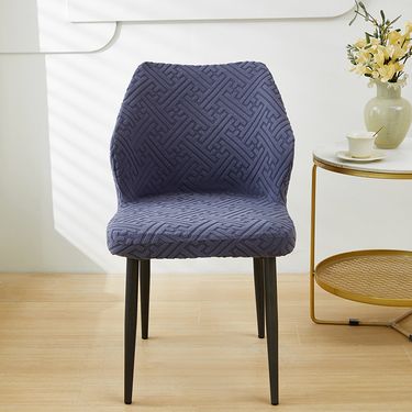Solid color fan-shaped brushed jacquard chair cover universal all-inclusive home dining chair cover seat cushion back cushion integrated chair cover_voghion.com