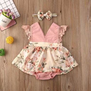 Baby jumpsuit for newborns, baby sleeveless princess dress, summer thin lace climbing suit_voghion.com