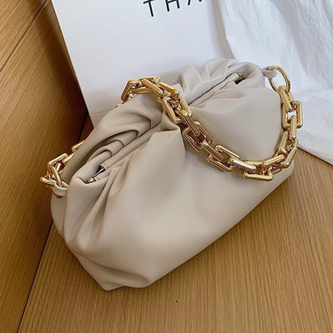 2024 New Cloud Women's Korean Edition Casual Simple Fashion Shoulder Bag Chained Handbag_voghion.com