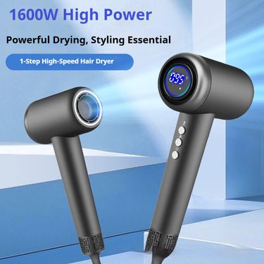 Professional Hair Dryer - 1600W Brushless Motor, Ionic & Cool Shot, 3 Speed Settings, Dual Nozzles (Concentrator/Diffuser), Ultra-Quiet (50-60dB)_voghion.com