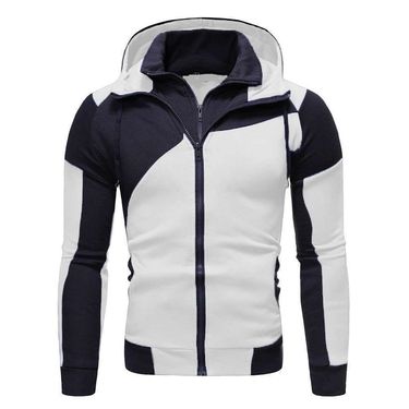 2024 New Men's Personalized Color Blocked Double-layer Zipper Hooded Cardigan Slim Fit Sweatshirt_voghion.com