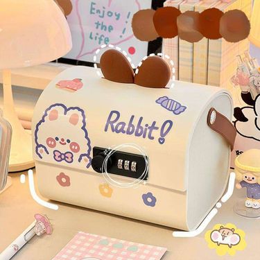 Cute Rabbit Student Children's Password Lock Piggy Bank, Deposit Box, Safe, New Year's Gift_voghion.com