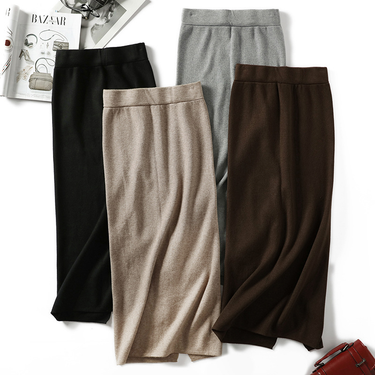Women's fashion in the long slim-fit bag under the hip slit skirt_voghion.com
