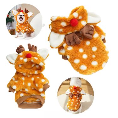 Autumn Winter Pet Supplies Cat Christmas Clothes Reindeer Fleece Medium Dog Bichon French Bulldog Corgi Costume_voghion.com