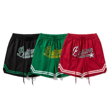 Men's Clothing Summer Sports Basketball Shorts Men New Trendy Brand Embroidered Letters Drawstring Four Point Pants Casual Shorts_voghion.com