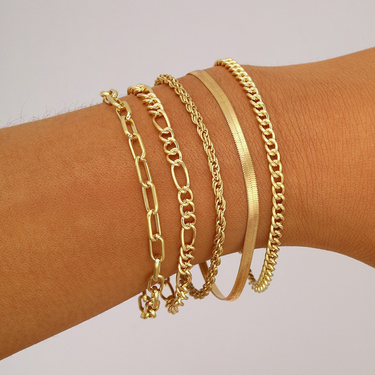Bohemian minimalist hand jewelry metal chain women's set 6 multi layer chain simple bracelet_voghion.com