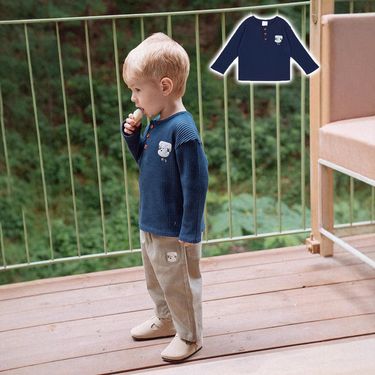 Mother & Kids Children's Boys And Girls Tops Trendy Casual Children's Clothing Long Sleeved Waffle Cotton Long T-shirt_voghion.com