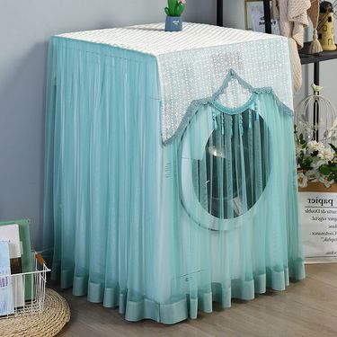 Fully Automatic Washing Machine Cover Tassel Pendant with Lace Embroidery Sunscreen Cover Dust Covers of Drum Washing Machine_voghion.com