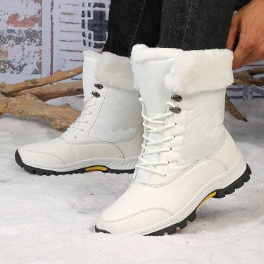 Waterproof Slip-Resistant Couple Winter Snow Boots For Men & Women - High Top Warm Fleece Lined Boots With Rubber Sole For Outdoor & Casual Wear_voghion.com