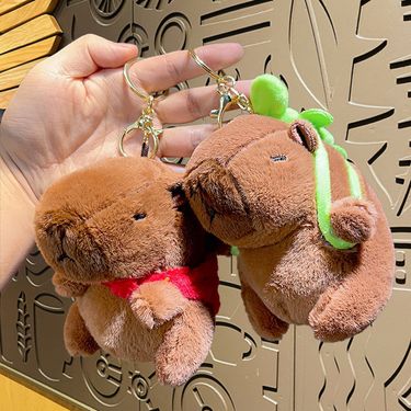 Cartoon cute plush kapibara car backpack exquisite couple keychain pendant small gift_voghion.com