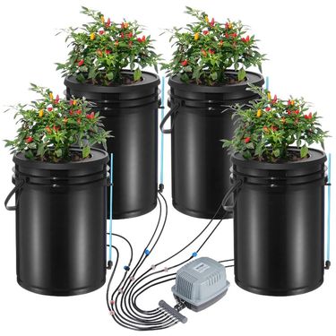 With Buckets Hydroponics DWC Grow 4 System Drip Top Deep Water Culture_voghion.com