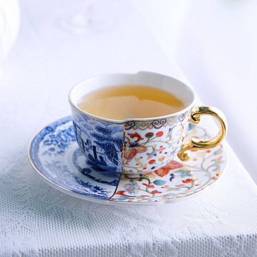 European Style Gold-painted Blue And White Retro Light Luxury Ceramic Coffee Cup And Saucer Set_voghion.com