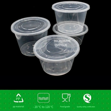 Disposable fast food box plastic transparent round 1000 packing box 1250ml takeaway lunch box with lid Bento soup bowl_voghion.com