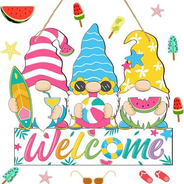 Dwarf wooden sign hanging number watermelon front door porch farmhouse outdoor home decoration_voghion.com